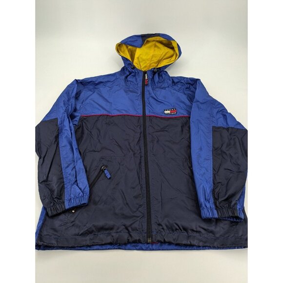 VINTAGE 90s | Tommy Hilfiger Sm Flag‎ Full Zip Hooded Windbreaker Jacket sz XL - Picture 1 of 11